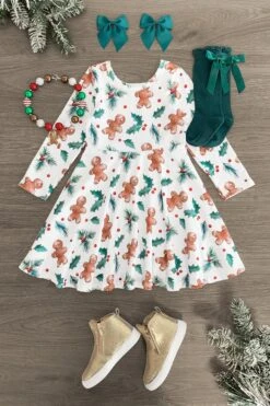 White Holly Gingerbread Dress -Children's boutique clothing IMG 5877 Edit