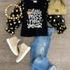 "Little Miss New Year" Black Puff Sleeve Top -Children's boutique clothing IMG 5946 Edit
