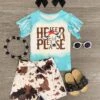 "Heifer Please" Blue Fringe Short Set -Children's boutique clothing IMG 5998 Edit