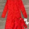 Mom & Me - Red Lace Long Sleeve Dress
