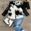 2 Piece - Black & White Fur Vest Set -Children's boutique clothing IMG 6124 Edit 2