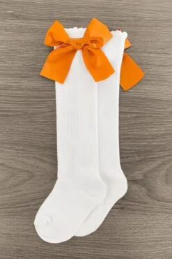Knee High Silk Bow Socks -Children's boutique clothing IMG 61782 Edit