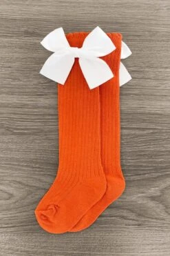 Knee High Silk Bow Socks -Children's boutique clothing IMG 61792 Edit