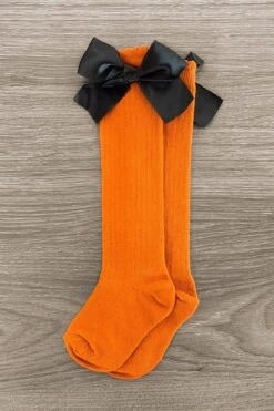 Knee High Silk Bow Socks -Children's boutique clothing IMG 61802 Edit