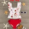 White & Red Floral Ruffle Swimsuit Set 2 White & Red Floral Ruffle Swimsuit Set -Children's boutique clothing IMG 6311 Edit