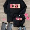 Mom & Me - "XOXO" Black Chenille Patch Top -Children's boutique clothing IMG 6323 Edit