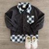 Black Plaid Button Down Corduroy Shirt -Children's boutique clothing IMG 6429 Edit