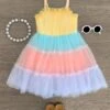 Pastel Rainbow Striped Tulle Dress