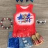 "USA" Red Fringe Sequin Denim Short Set -Children's boutique clothing IMG 6485 Edit
