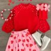 Red Pearl Sweater Hearts Skirt Set 1 Red Pearl Sweater Hearts Skirt Set -Children's boutique clothing IMG 65832 Edit