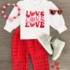 "Love" Red Heart Lace Pant Set -Children's boutique clothing IMG 6640 Edit