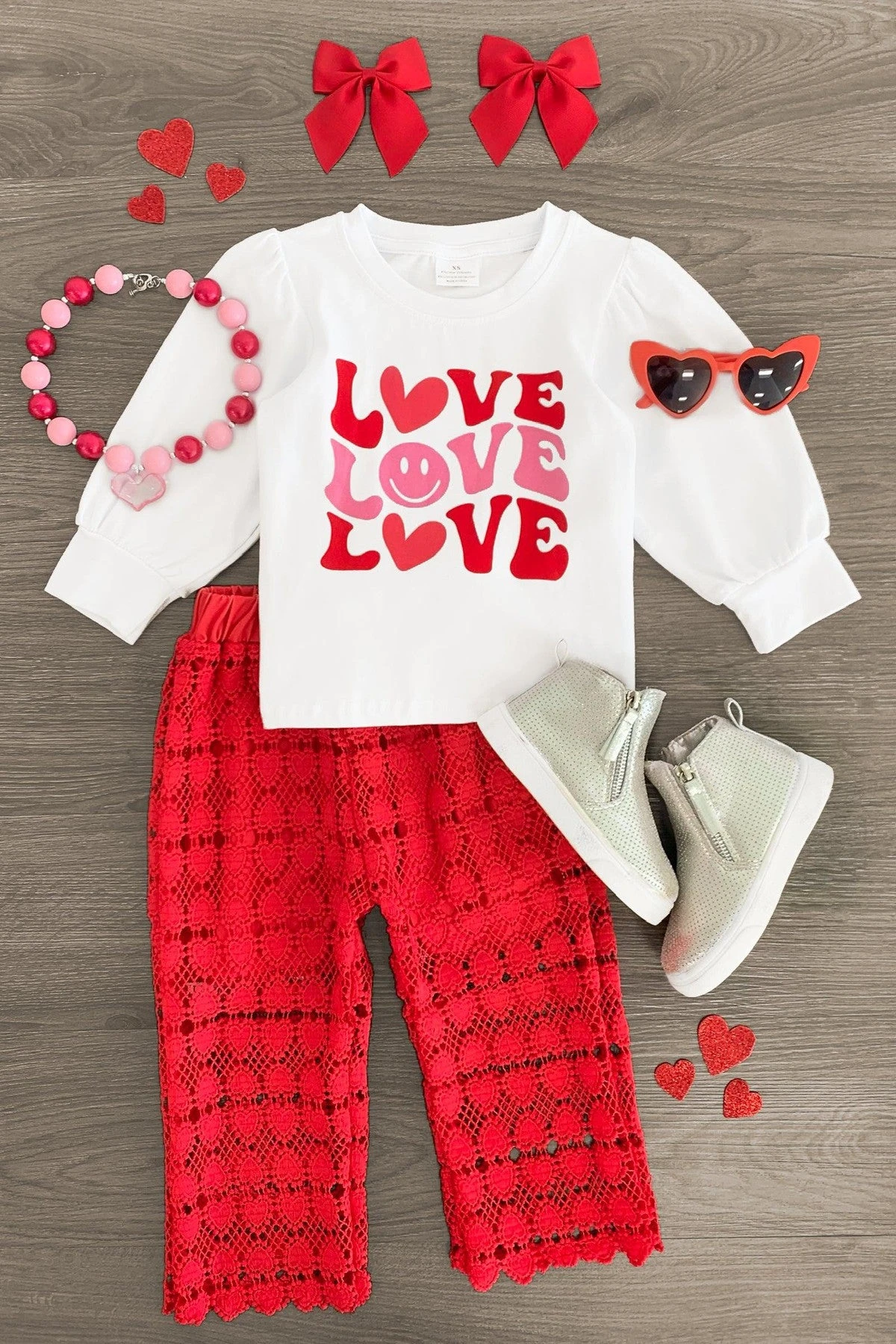 "Love" Red Heart Lace Pant Set 3 "Love" Red Heart Lace Pant Set