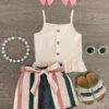 Cream Peplum Striped Short Set -Children's boutique clothing IMG 6656 Edit