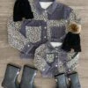Mom & Me - Gray Corduroy Cheetah Jacket