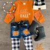 "Hello Fall" Orange Gingham Legging & Denim Short Set 2 "Hello Fall" Orange Gingham Legging & Denim Short Set -Children's boutique clothing IMG 66672 Edit
