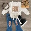 "Pray" Leopard Distressed Denim Flare Set -Children's boutique clothing IMG 6717 Edit