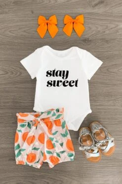 "Stay Sweet" Peach Onesie Set