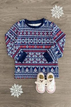 Navy Blue Nordic Holiday Top