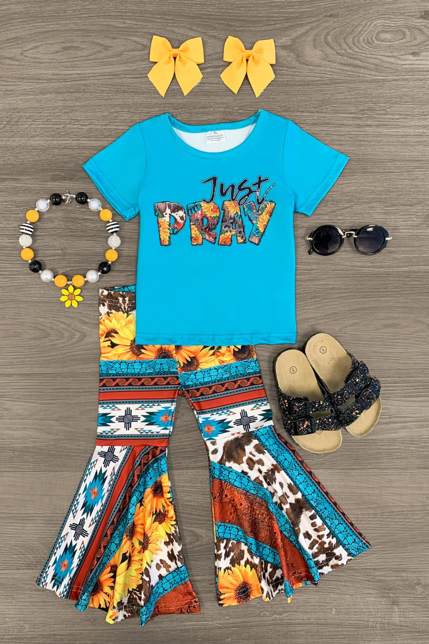 "Just Pray" Turquoise Bell Bottom Set 3 "Just Pray" Turquoise Bell Bottom Set