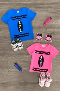 Blue & Pink Crayon Top - Boy & Girl! -Children's boutique clothing IMG 74692 Edit1