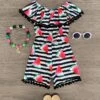 Striped Pom Pom Watermelon Romper