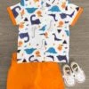 Orange Dinosaur Short Set -Children's boutique clothing IMG 7513 Edit