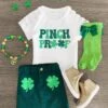 "Pinch Proof" Green Denim Skirt Set