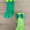 Green Knee High Silk Bow Socks