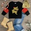 Black Sequin Rudolph Top -Children's boutique clothing IMG 7669 Edit