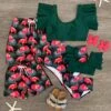 Green Flamingos Family Swimsuits