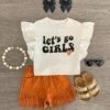 "Let's Go Girls" Rust Fringe Suede Short Set -Children's boutique clothing IMG 7821 Edit