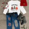 "Farm Fresh Christmas Tree" Denim Pant Set -Children's boutique clothing IMG 7977 Edit