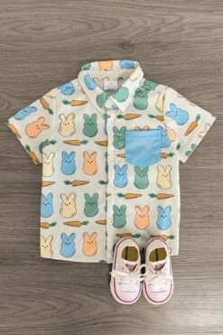 Mint Bunny Peep Button Down