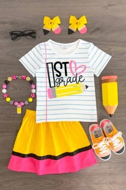 "Pre-K - 5th Grade" Paper & Pencil Skirt Set -Children's boutique clothing IMG 8101 Edit 1st