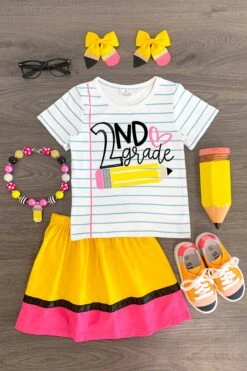 "Pre-K - 5th Grade" Paper & Pencil Skirt Set -Children's boutique clothing IMG 8101 Edit 2nd