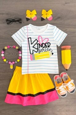 "Pre-K - 5th Grade" Paper & Pencil Skirt Set -Children's boutique clothing IMG 8101 Edit Kindergarten