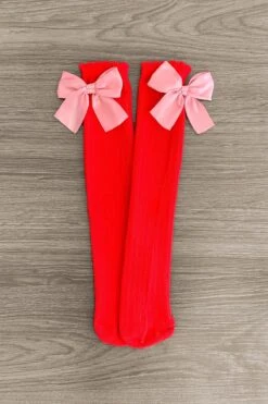 Red & Pink Bow Socks