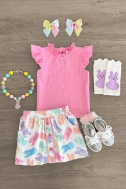 Pink Pearl Peep Skirt Set