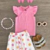 Pink Pearl Flower Skirt Set -Children's boutique clothing IMG 8183 Edit