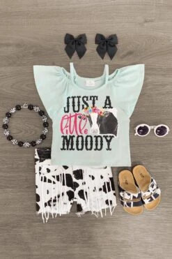 "Just A Little Moody" Cow Denim Short Set