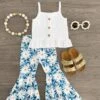 White & Blue Daisy Bell Bottom Set