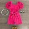 Polka Dot Tulle Puff Sleeve Romper
