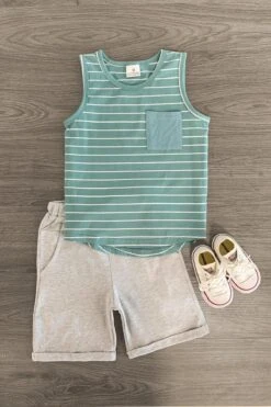 Striped Tank Short Set