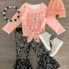 "Best Year Yet" Pink & Black Sequin Bell Bottom Set -Children's boutique clothing IMG 8298 Edit