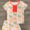 Pink Floral Rooster Pajama Set 1 Pink Floral Rooster Pajama Set -Children's boutique clothing IMG 8303 Edit2