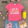 "It's A Good Day To Learn" Pink Denim Short Set