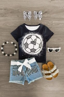 Soccer Sequin Denim Short Set