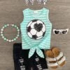Mint Soccer Denim Short Set