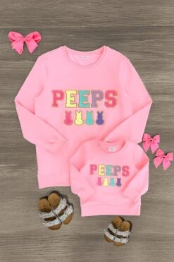 Mom & Me - "Peeps" Pink Chenille Patch Top