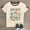 "Stay Wild Roam Free" Tan T-Shirt -Children's boutique clothing IMG 84102 Edit